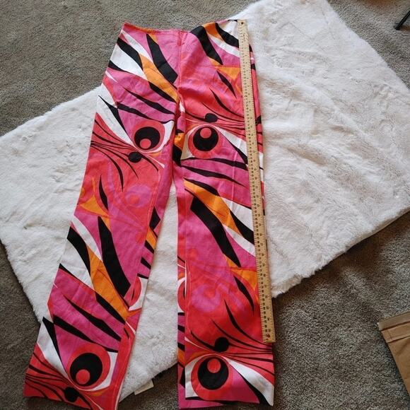 Evelyn Abstract Funky Fun NWOT Pants Size 8 Pink Retro White Black Zipper Side - Picture 2 of 12